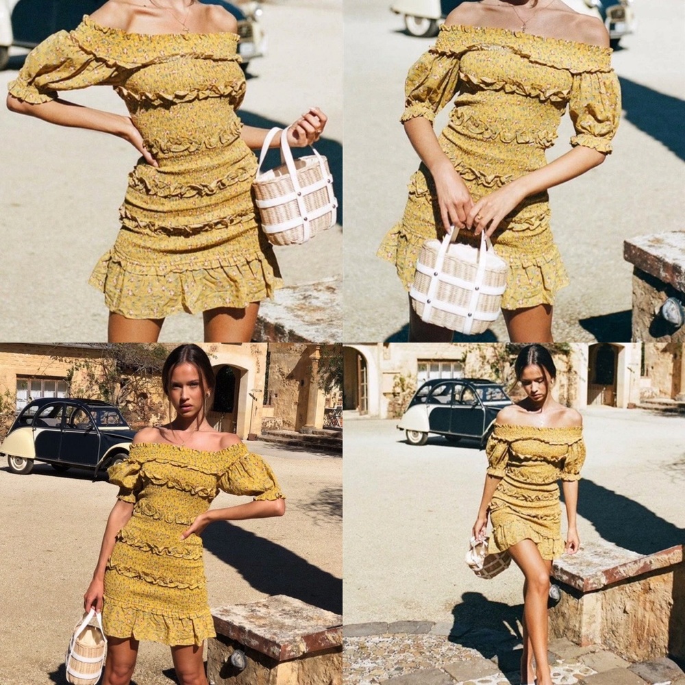 Sabo Skirt Off Shoulder Luke Dress in Mustard